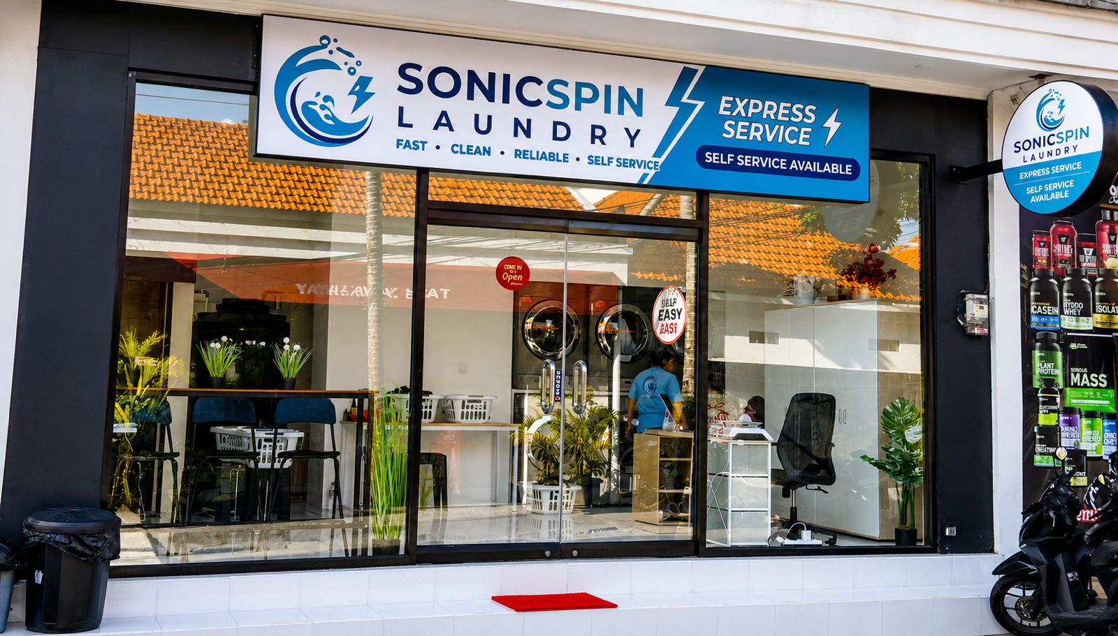 SonicSpin Laundry storefront on Jl. Tegal Sari, Tibubeneng, Canggu